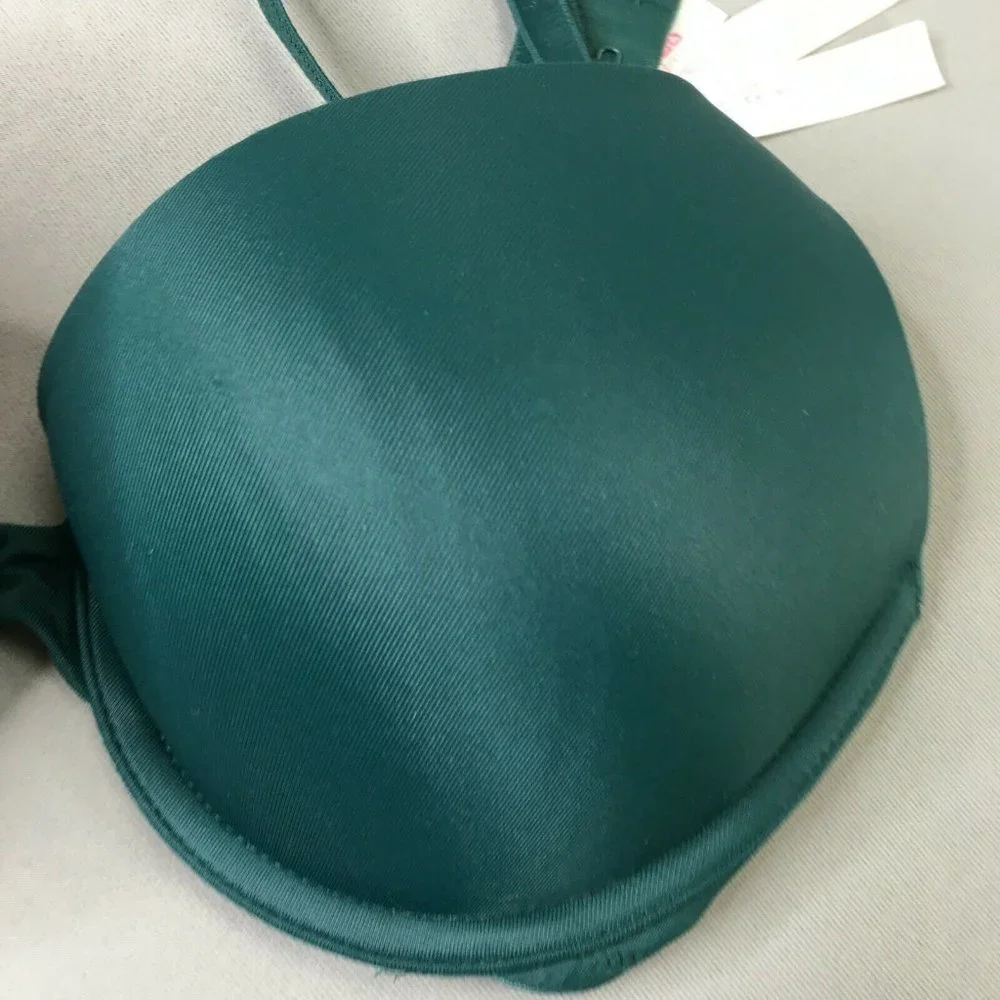 PINK Victoria's Secret Womens Bra Green 32C Padded Push Up Bra Crossback #1743